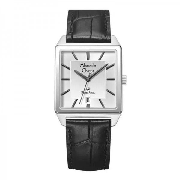 Alexandre Christie AC 1038 Silver White Black Leather Man MDLSSSL